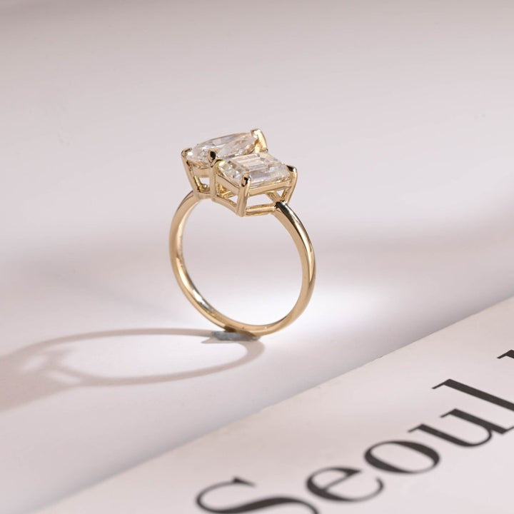 Yellow gold moissanite pear ring