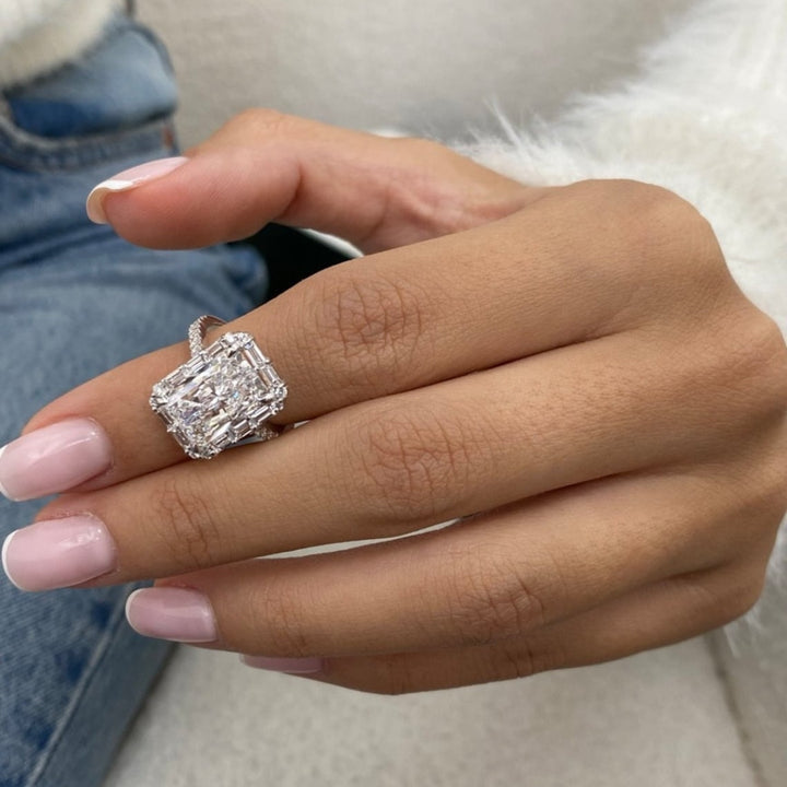 Radiant diamond white gold ring