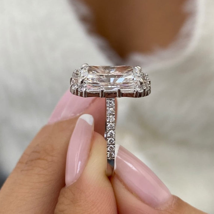 Radiant moissanite ring