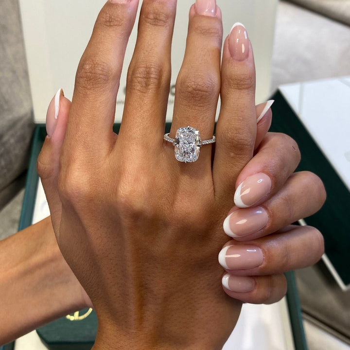 White gold cushion diamond ring