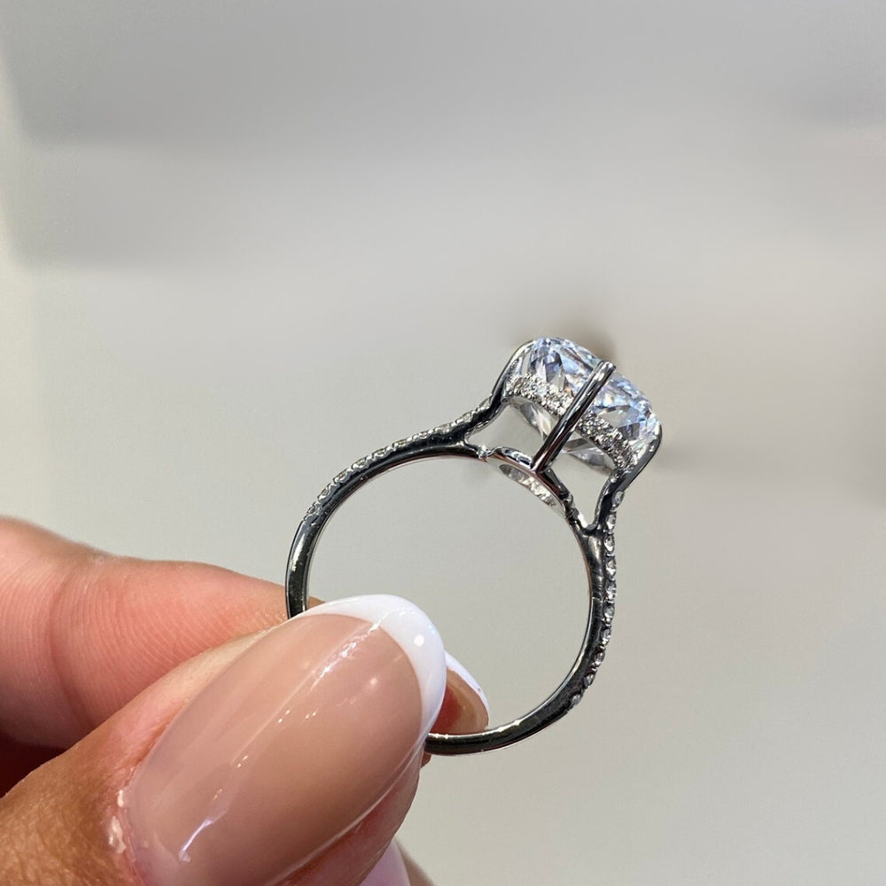 Cushion diamond hidden halo ring