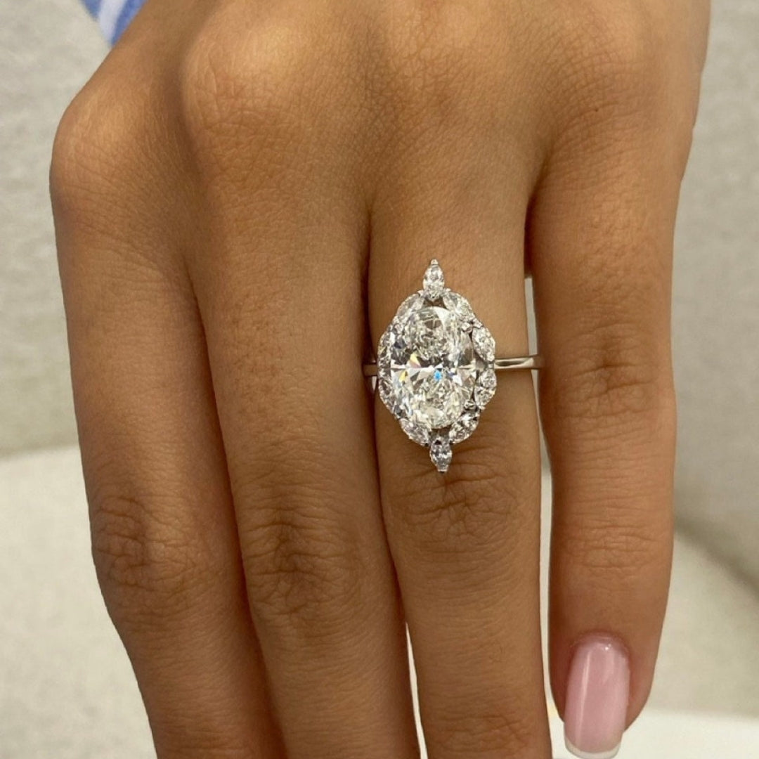 White gold oval ring