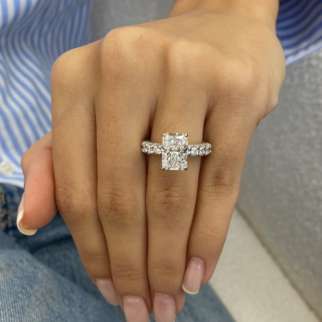 Radiant cut engagement ring