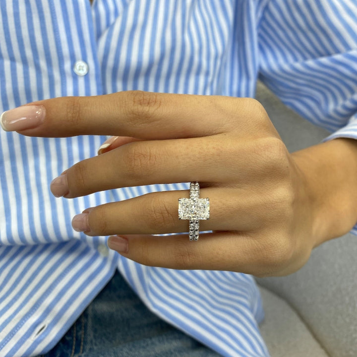 Radiant moissanite diamond ring