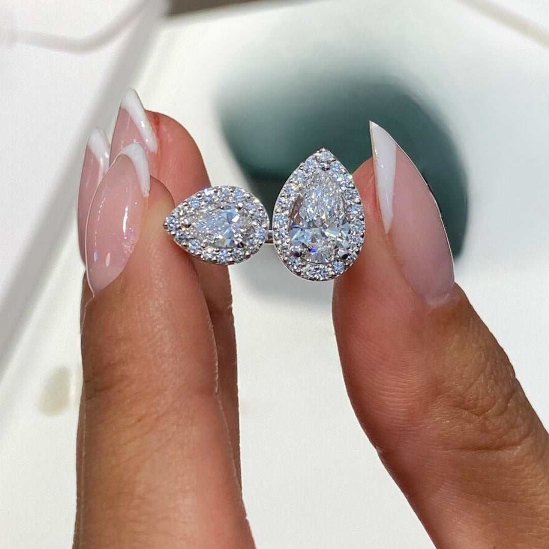Pear shaped diamond  halo ring