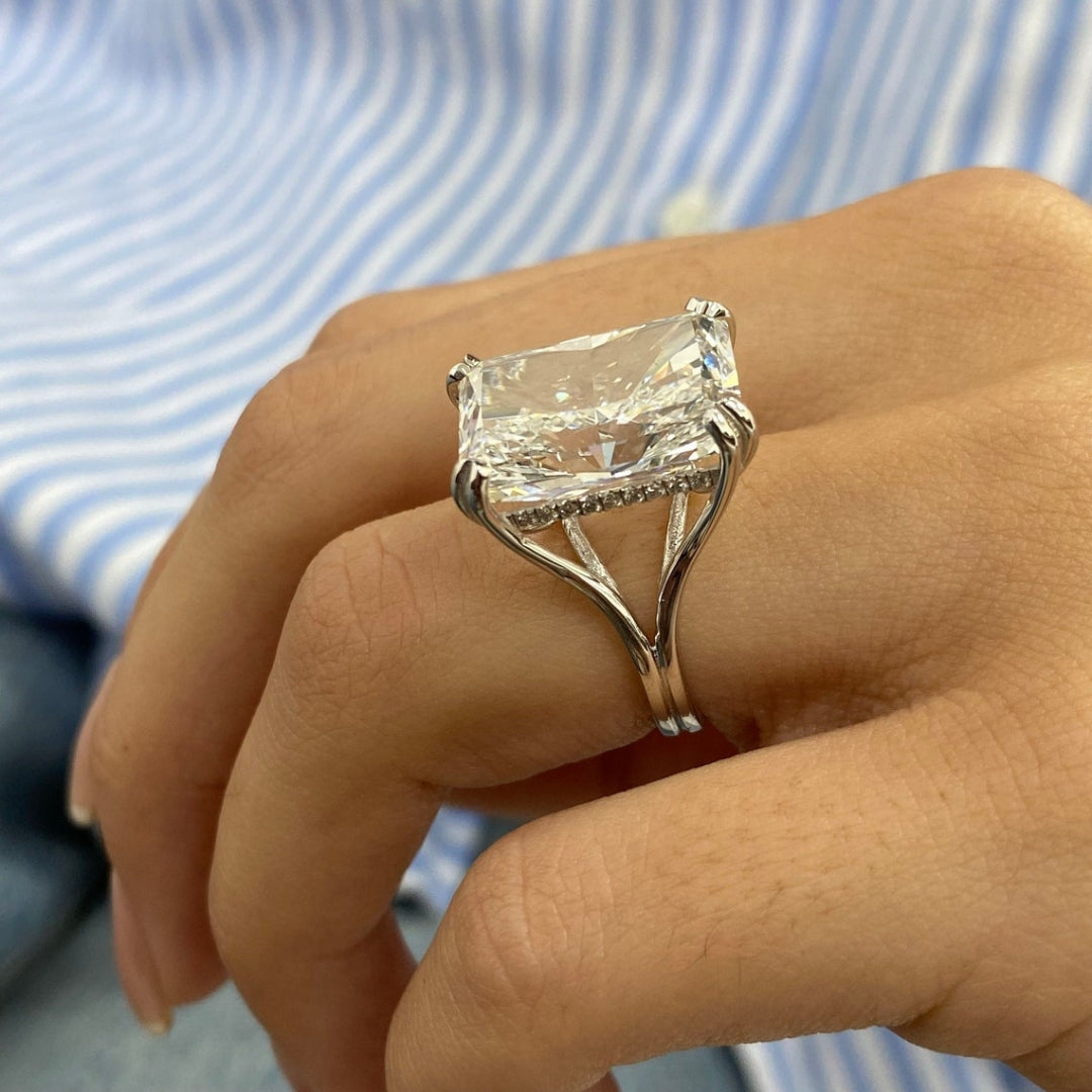 Radiant engagement ring