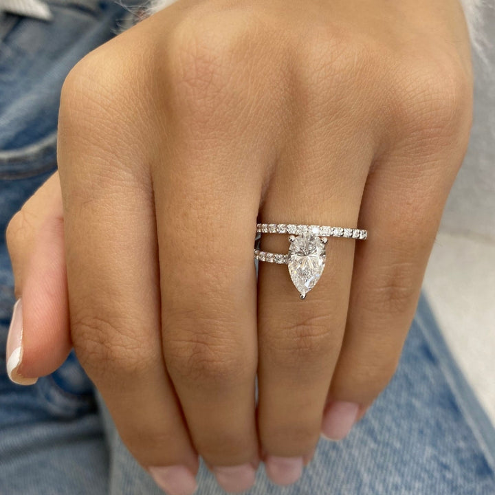 Custom engagement ring pear halo