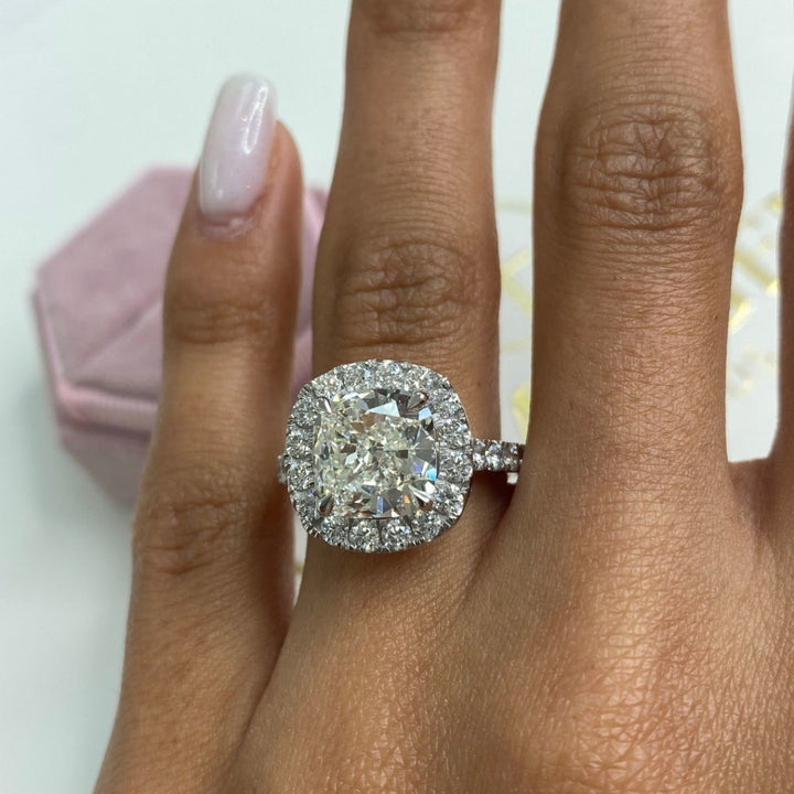 Cushion cut halo ring