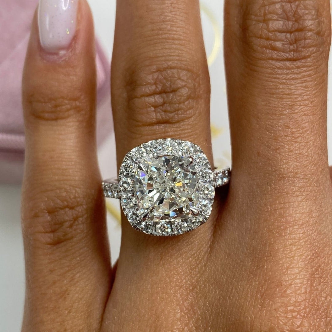 Halo cushion diamond ring