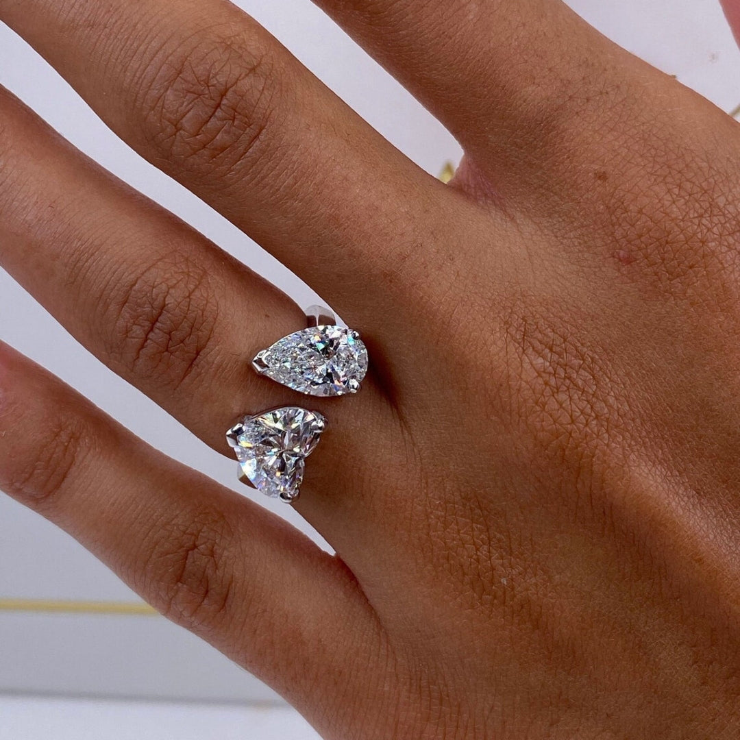 Heart with pear diamond ring