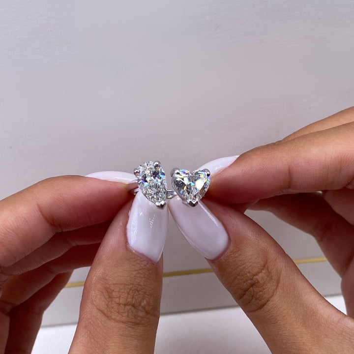 White diamond silver ring