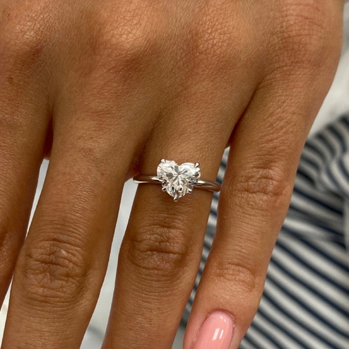 Heart shaped solitaire moissanite ring