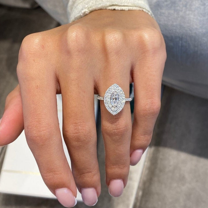 Marquise halo ring
