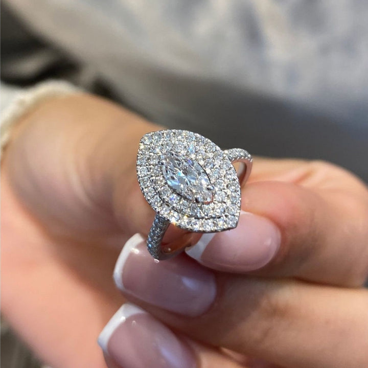 Marquise shape halo ring