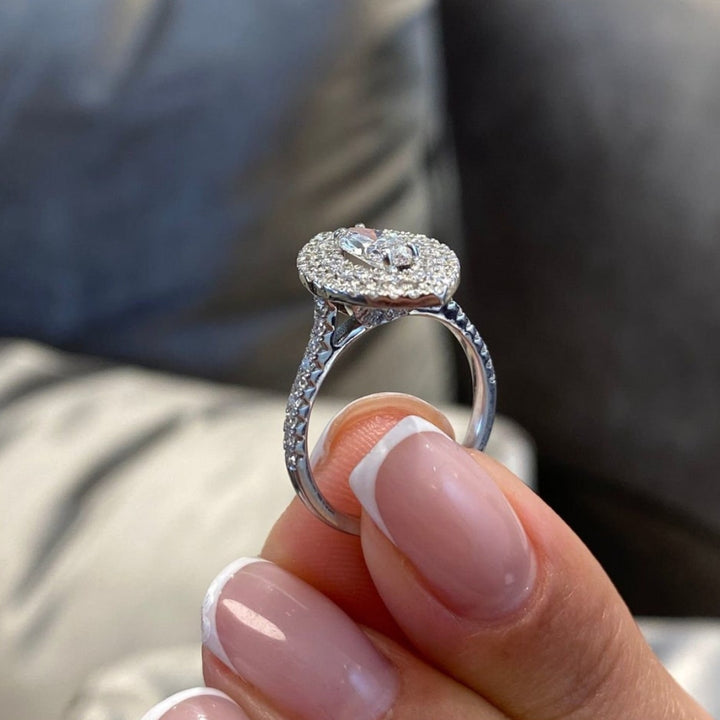 Marquise halo white diamond ring