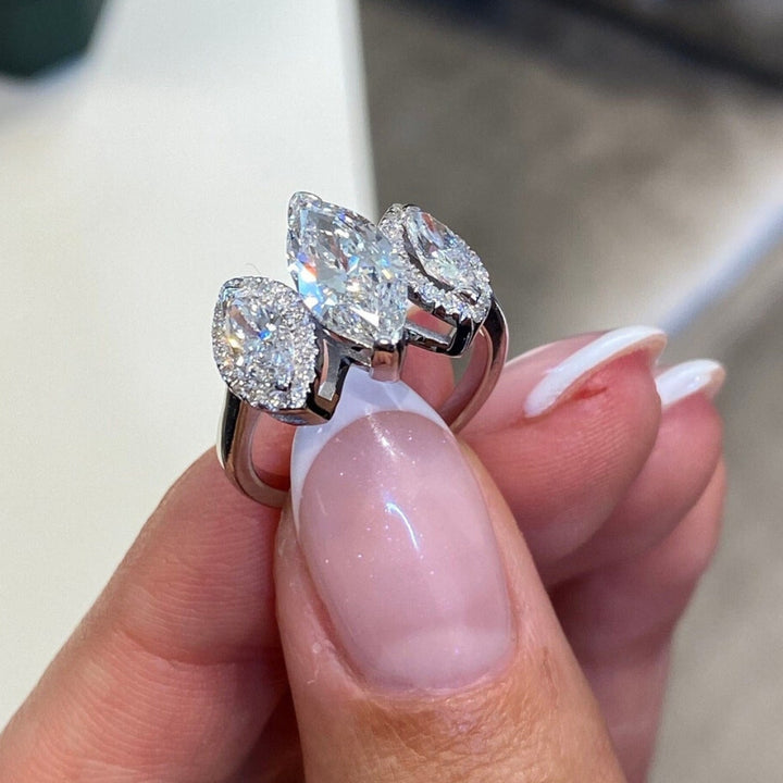 Marquise three stone ring