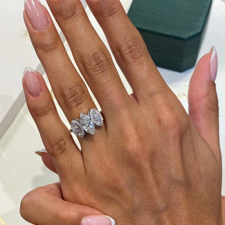 Marquise cut trilogy ring