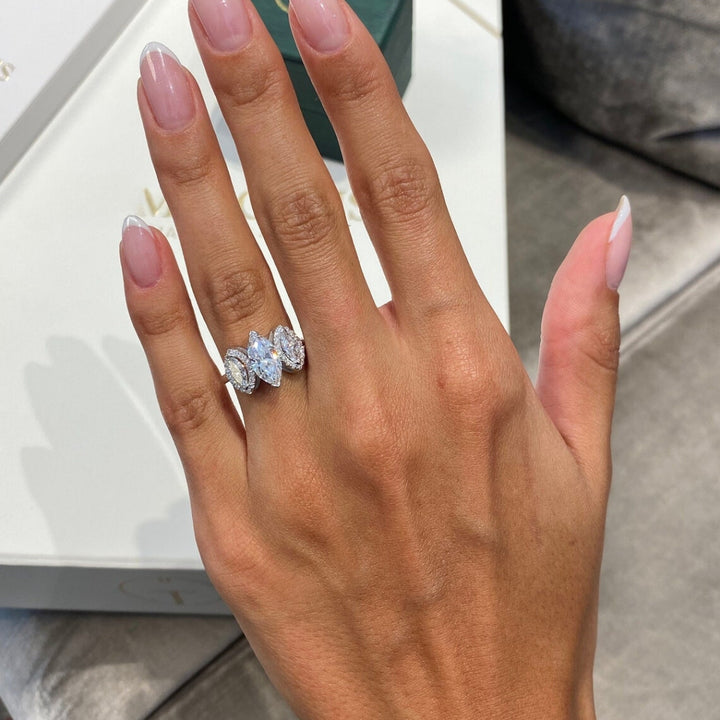 Vintage marquise three stone ring