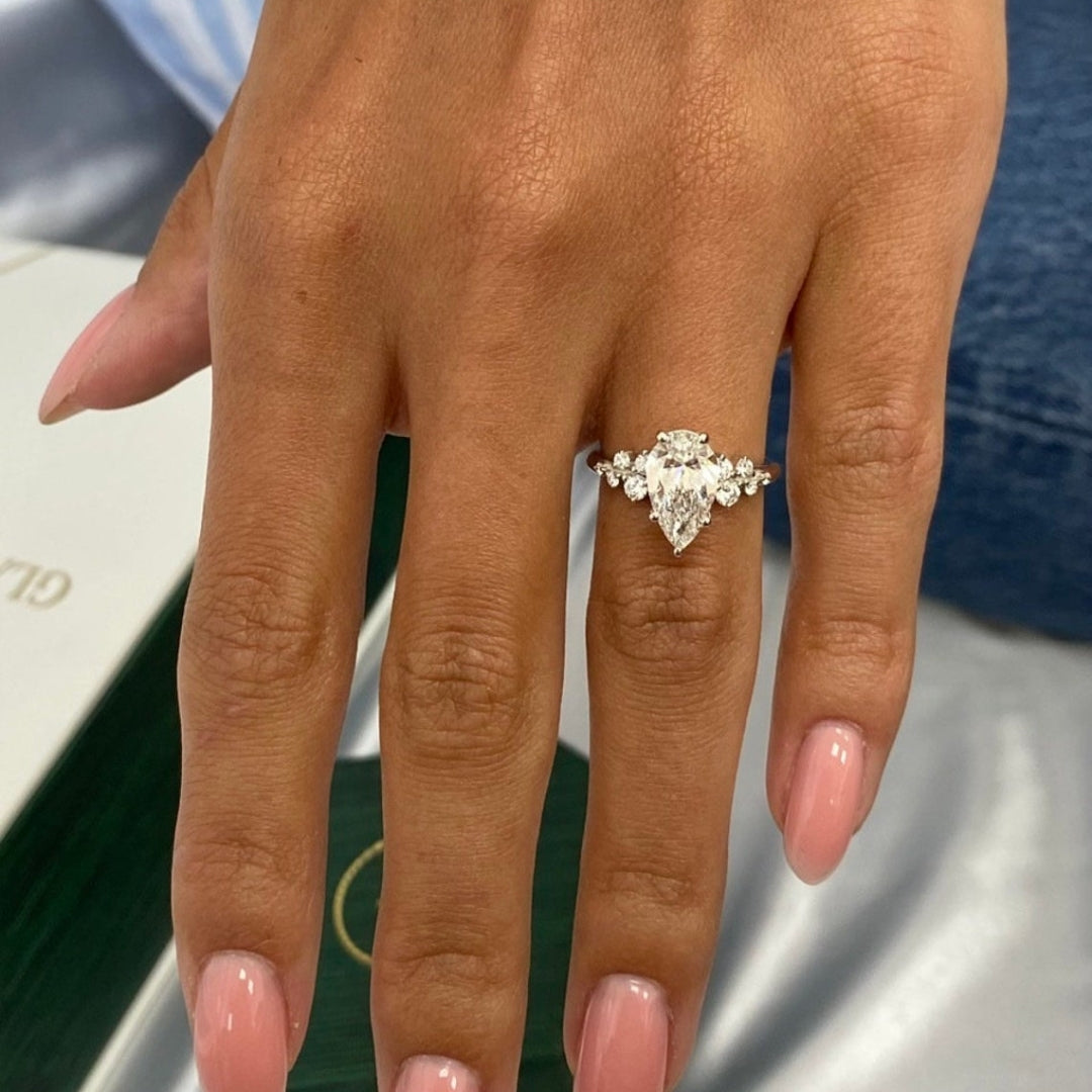 Pear Moissanite diamond ring