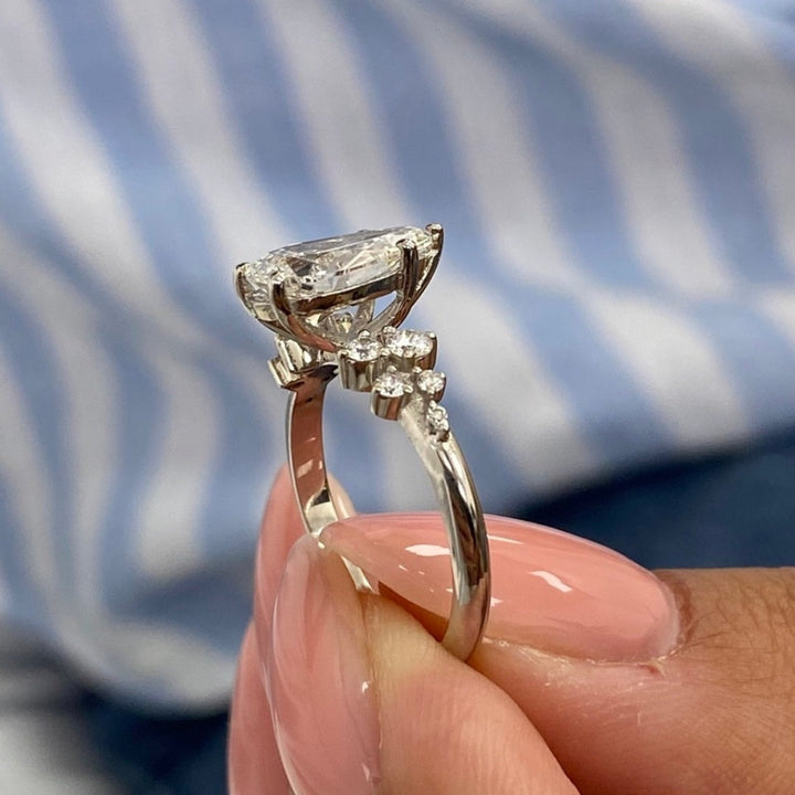 Silver Pear diamond ring for women
