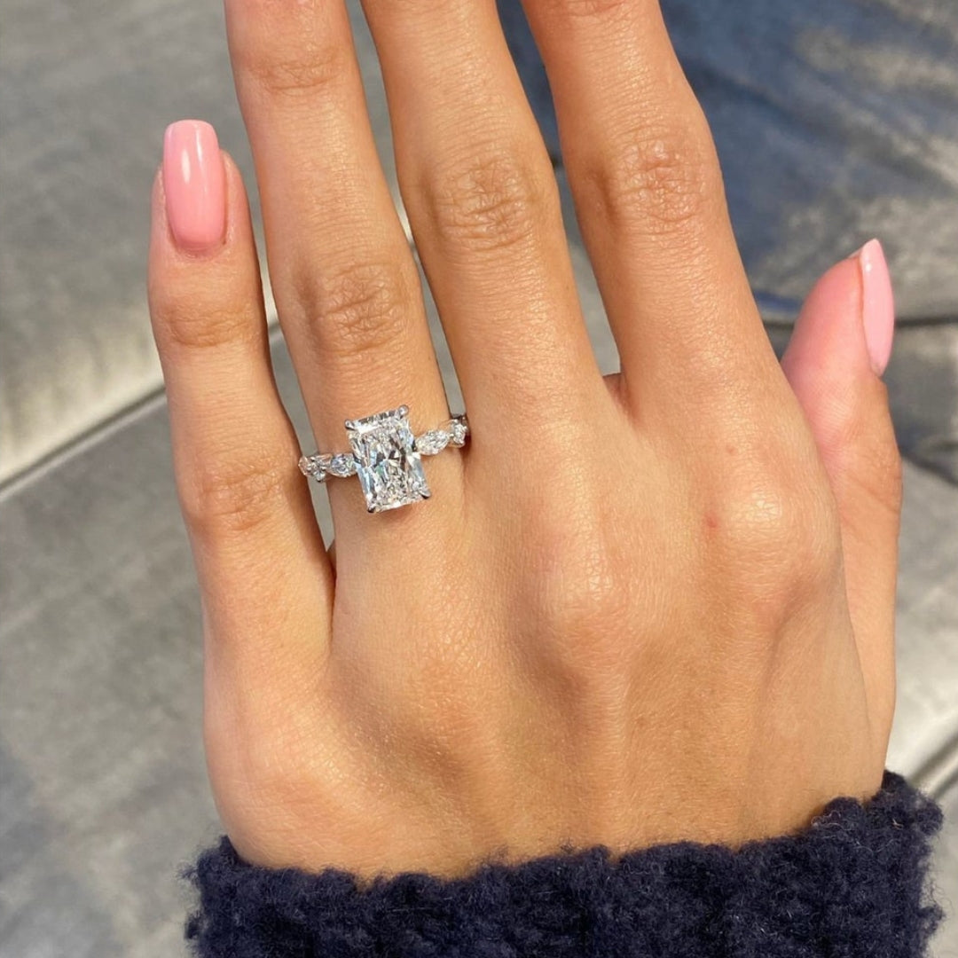 Radiant cut diamond ring