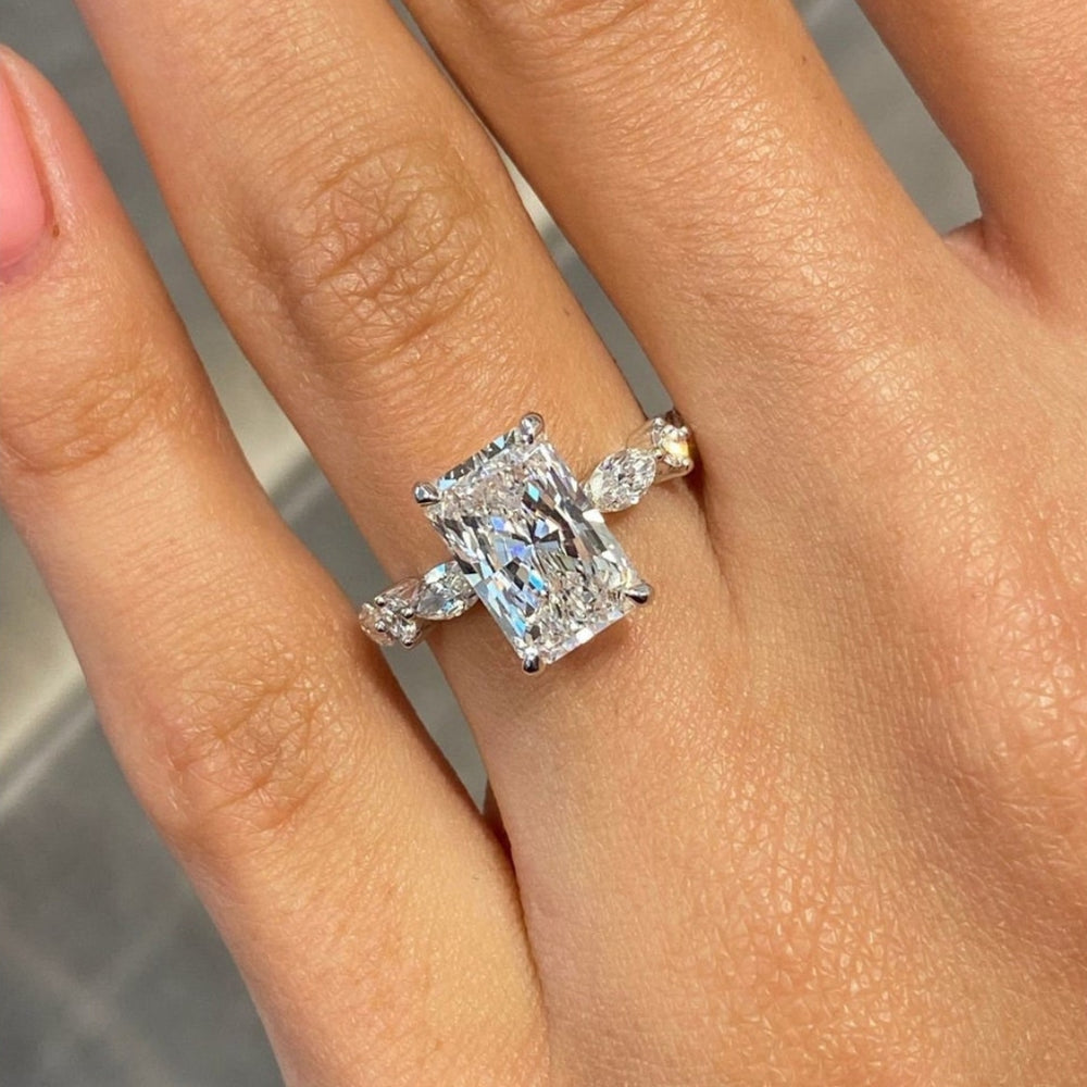 Radiant diamond engagement ring