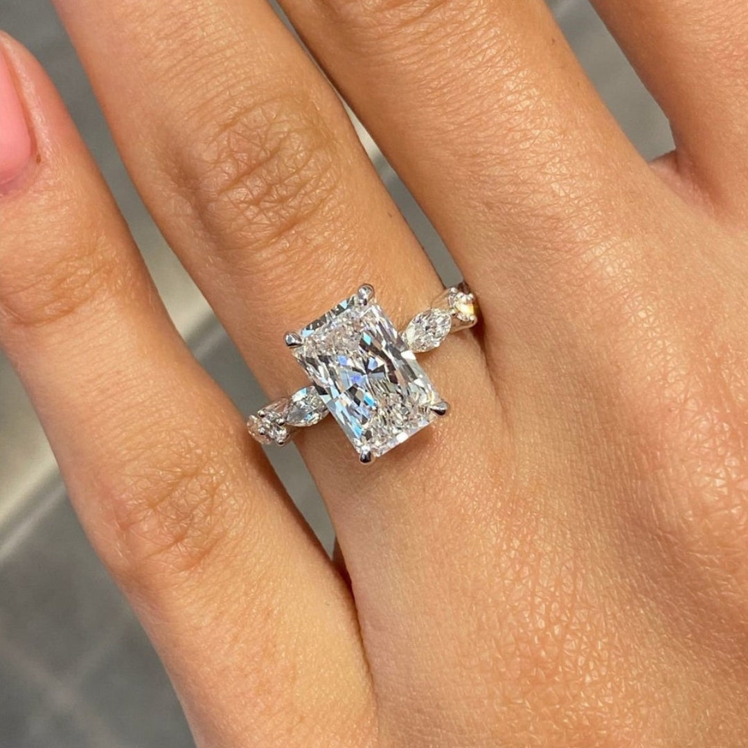 Radiant diamond engagement ring