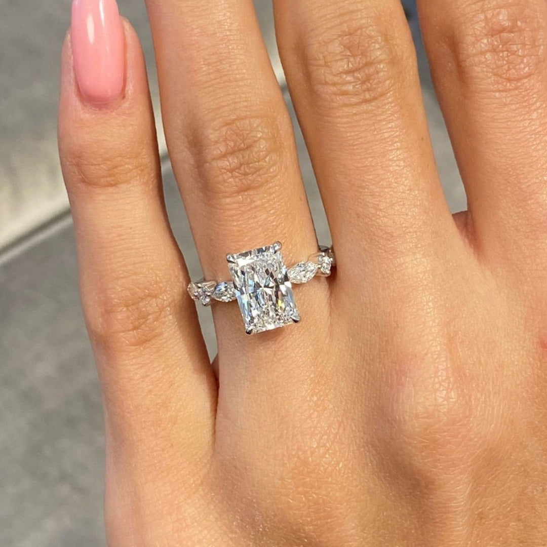 White gold radiant cut engagement ring