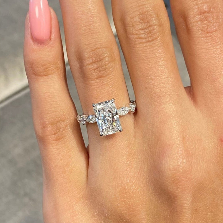 White gold radiant cut engagement ring