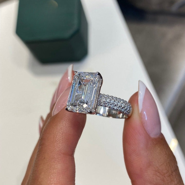 Emerald diamond engagement ring