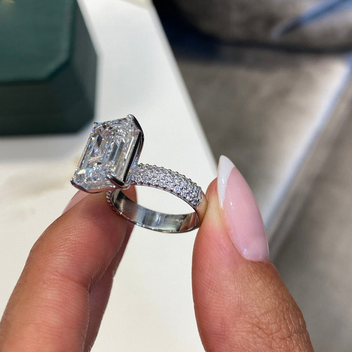 Emerald cut diamond ring