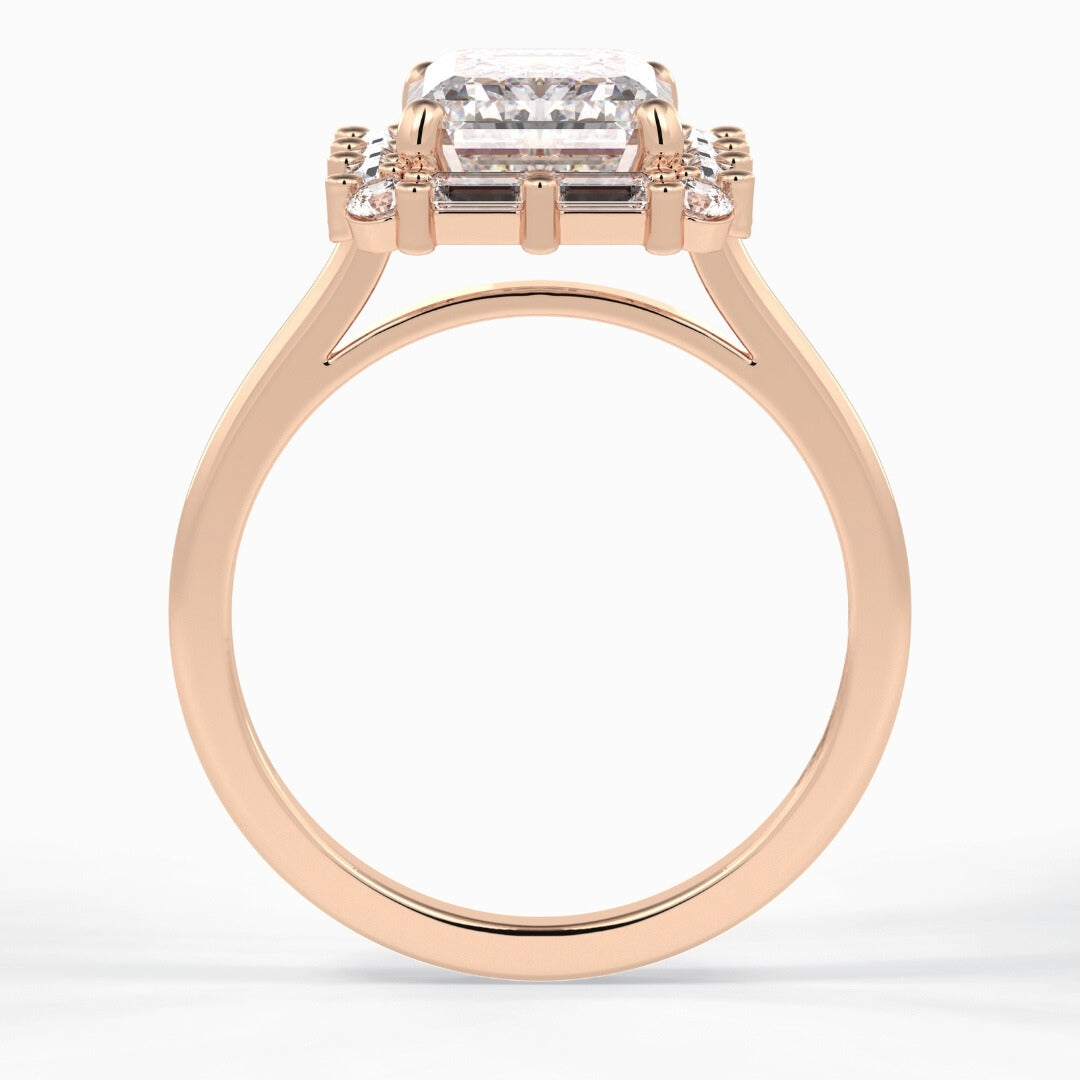 Lab Grown 2.92 CT Emerald Cut Diamond Boho & Hippie Handmade Ring