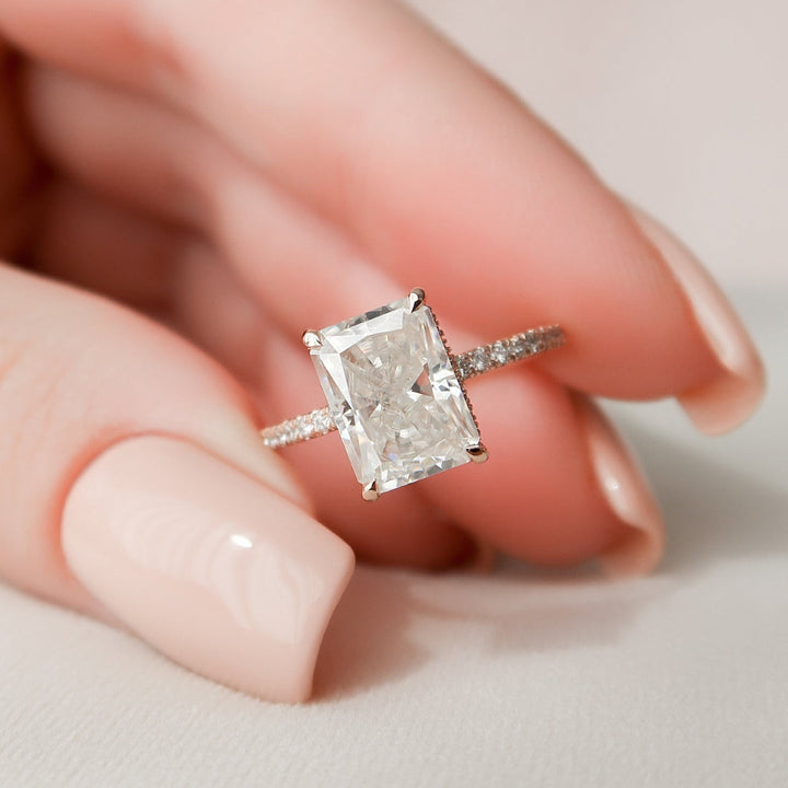 Moissanite 3.45 CT Radiant Cut Diamond Art Deco Anniversary Ring