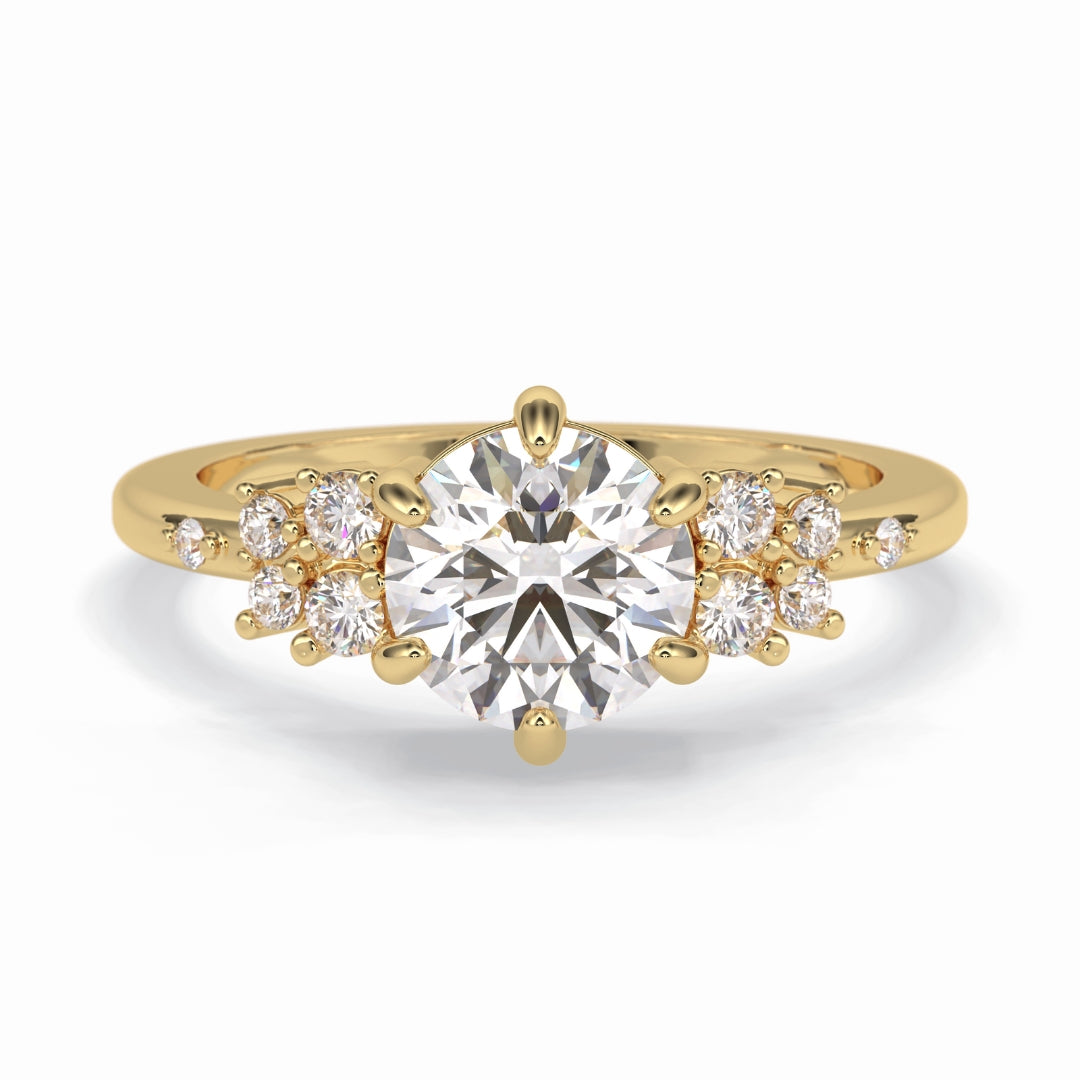 Lab Grown 1.89 CT Round Cut Diamond Boho & Hippie Engagement Ring