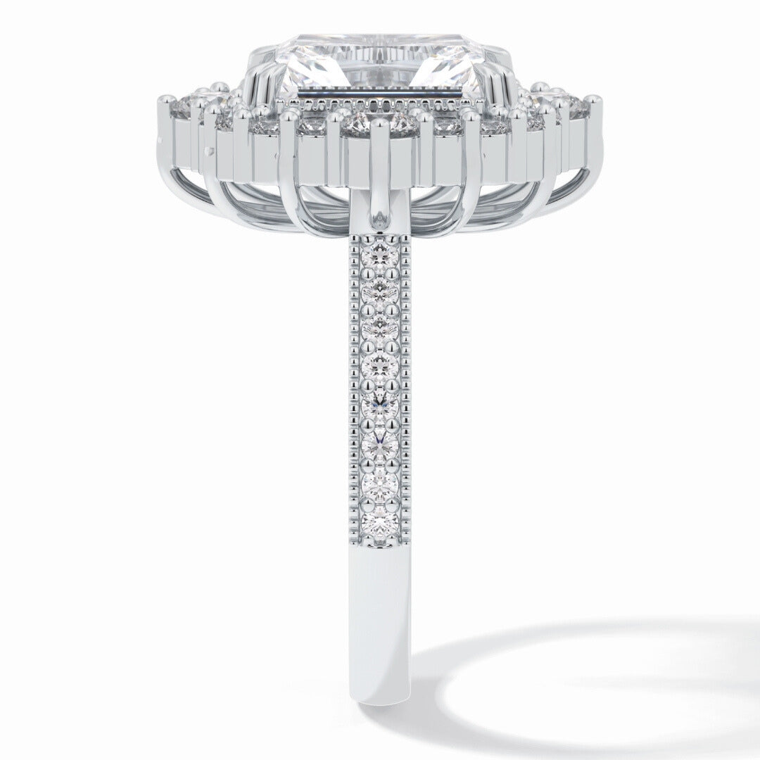 Lab Grown 4.68 CT Radiant Cut Diamond Art Deco Anniversary Ring