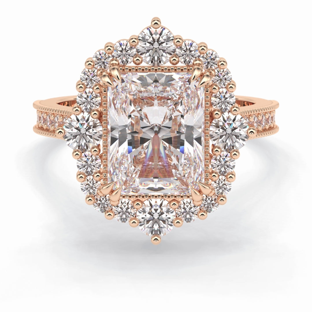 Lab Grown 4.68 CT Radiant Cut Diamond Art Deco Anniversary Ring