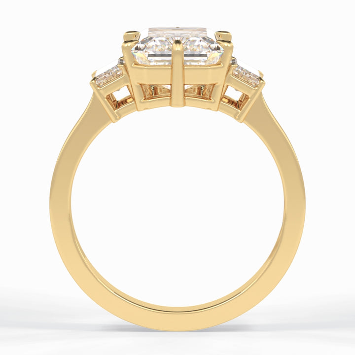 Lab Grown 3.08 CT Emerald Cut Diamond Art Nouveau Handmade Ring
