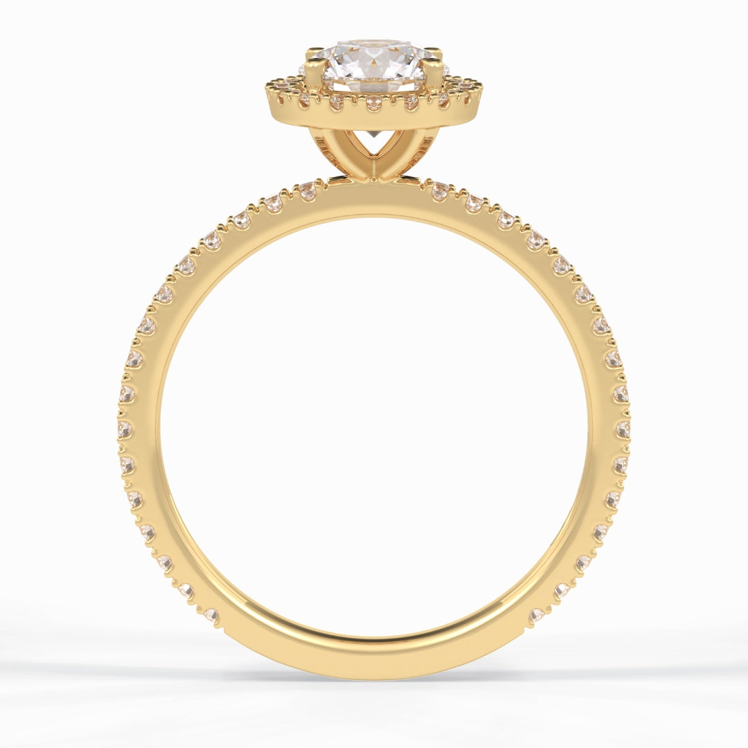 Lab Grown 1.20 CT Round Cut Diamond Mid-Century Engagement Ring
