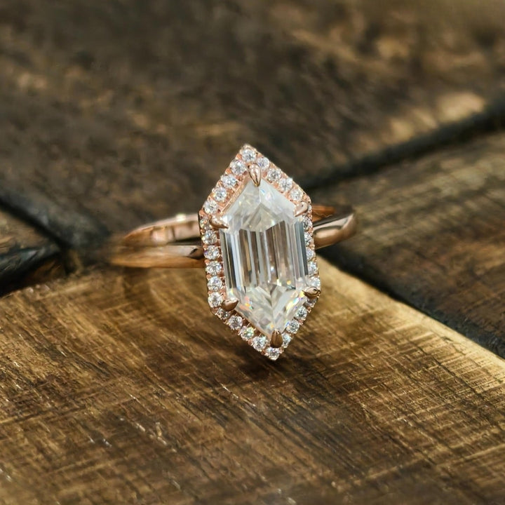 Hexagon diamond ring