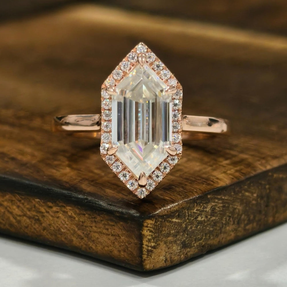 Hexagon engagement ring