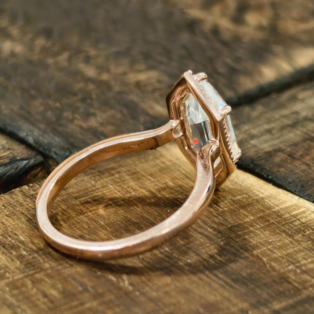 Hexagon diamond ring rose gold