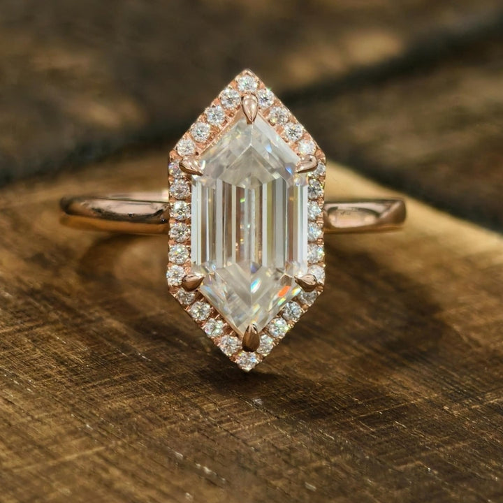 Rose gold hexagon ring
