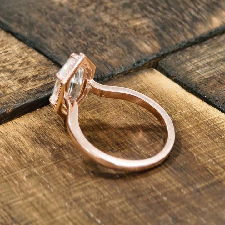 White hexagon diamond ring