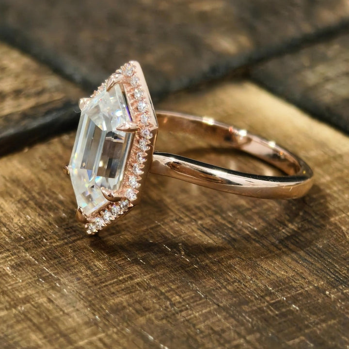 Hexagon with round  diamond ring