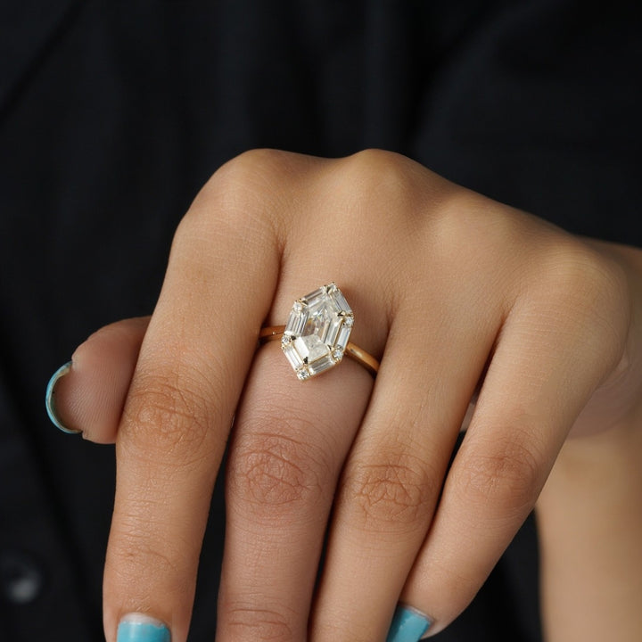 Hexagon gold  ring