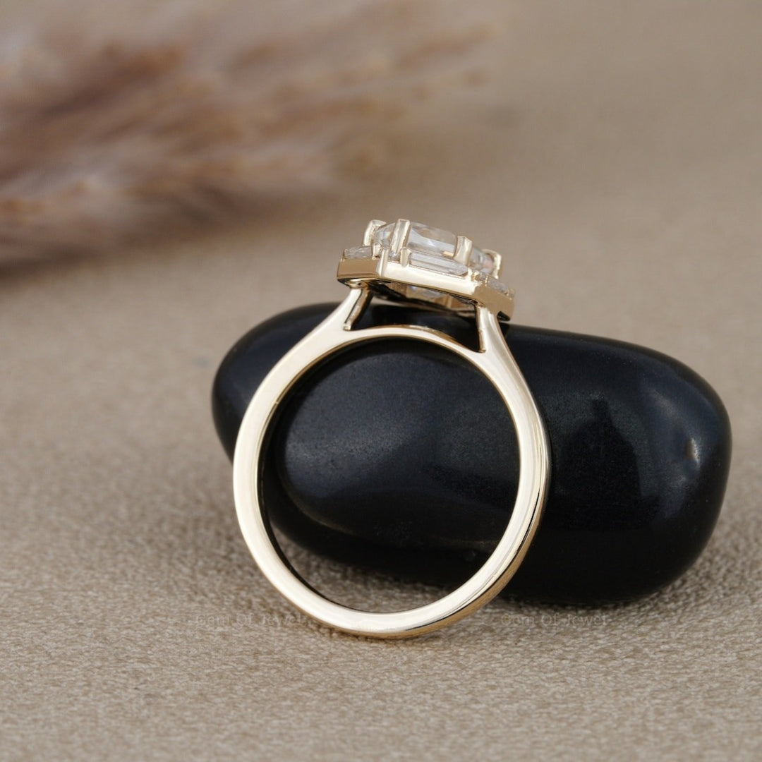 Hexagon gold engagement ring