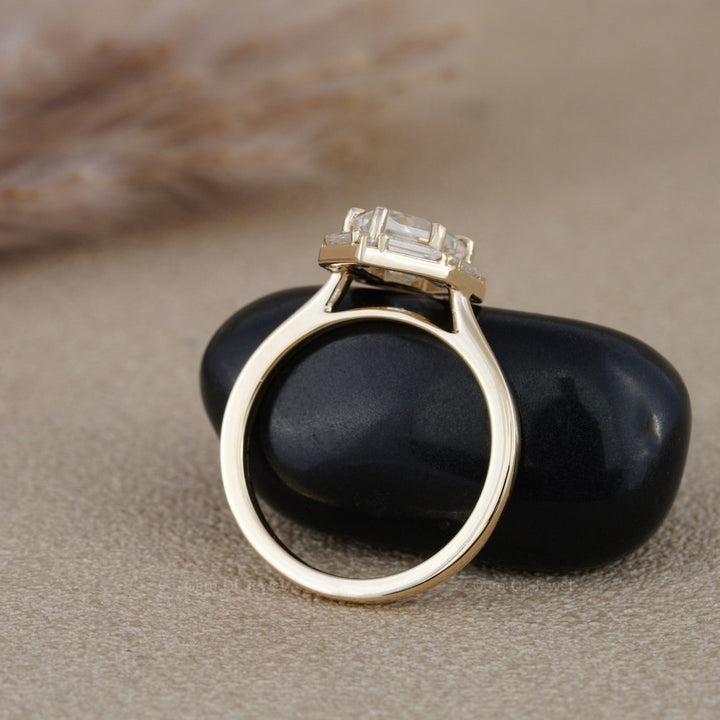 Hexagon gold engagement ring