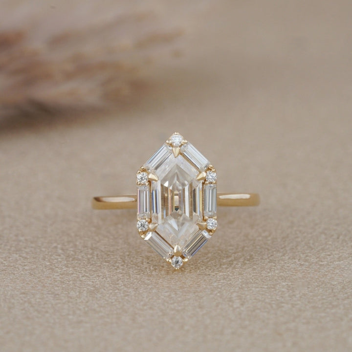 Hexagon diamond ring