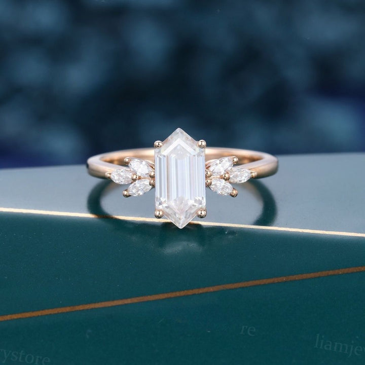 Hexagon diamond ring