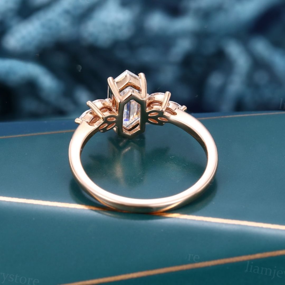 Hexagon solitaire ring